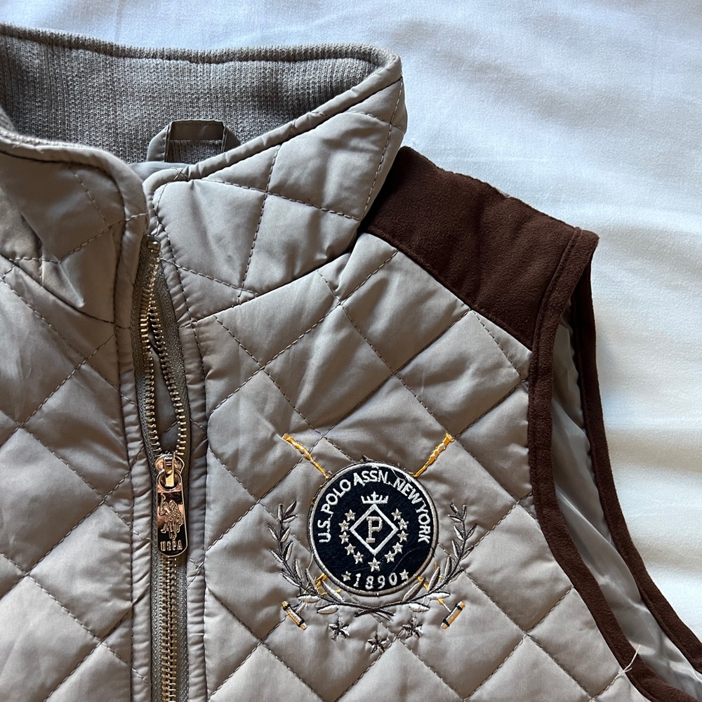 NWT Polo Ralph Lauren Embroidered Puffy Trendy Zip Gold